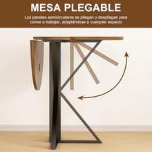 jjyMesa Redonda Plegable para Cocina Terraza y Oficina Apto para 4-6 Personas Diseño Minimalista Moderno 80x80x75.5cm Marron Material MaderaMesa plegable - Marrn - Ver 3