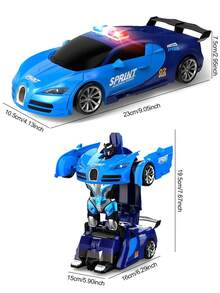 1pc Remote Control Transforming Robot Car Toy, One-Button Transformation Into Robot With Flashing Lights, 360° Rotation & Drift, Auto Demo, 2.4GHz RC Car, 1:18 Scale Transforming Toy, Indoor/Outdoor RC Toy Car, Suitable For Boys Aged 3-12, Kids Birthday/Halloween/Easter/Thanksgiving/New Year Gift (Requires 5 X 1.5V AA Batteries, Not Included) - Multicolor - View 7