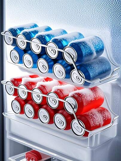 厨房罐头收纳架，适用于食品储藏室、冰箱和冷冻室，可收纳食品和汤罐，透明可堆叠罐头分配器，厨房配件