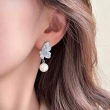 Hoa tai ngọc trai cổ điển, thanh lịch và đa năng, phong cách tối giản Hàn Quốc. - Loại bướm - Xem 9