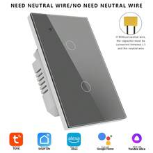 1个UL认证智能触摸开关，DS-121JL WiFi蓝牙墙壁开关，兼容Alexa、Yandex Alice、Tuya，1/2/3/4位白色/黑色，支持单线和零线，9mm钢化玻璃面板，APP远程语音控制定时家居照明 - 彩色 - 查看 16