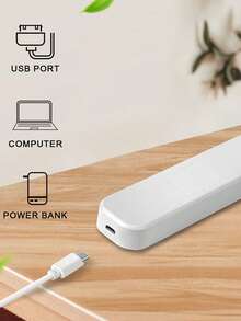 1pc 3-Color Temperature Adjustable USB Rechargeable Touch Sensor LED Desk Lamp, Dimmable Magnetic Bedside Lamp For Bedroom, Study, Dorm - White - View 10