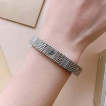 Women's Fashion Elastic Bracelet, Lightweight Luxurious Everyday Commute Accessory, Stainless Steel Elastic Bracelet, 18K Gold Plated Elastic Bracelet - Multicolor - View 7
