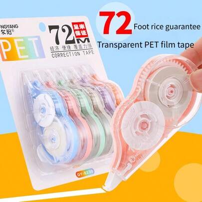 Slumpmässig 1 st/3 st/6 st rättningstejp 72 m stor kapacitet rättningstejpset elevsuddgummi läxor rättningsverktyg korrigeringspapper gummisuddgummi läxor rättning skrivkorrigering radering korrigering bläck skolmaterial elevmaterial skolstartssäsongen viktiga skolmaterial