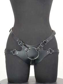 1pc Women's PU Leather Body Harness Garter Belt - Adjustable Thigh Straps For Club, Rave, Cosplay, And Fashion - 彩色 - 查看 1