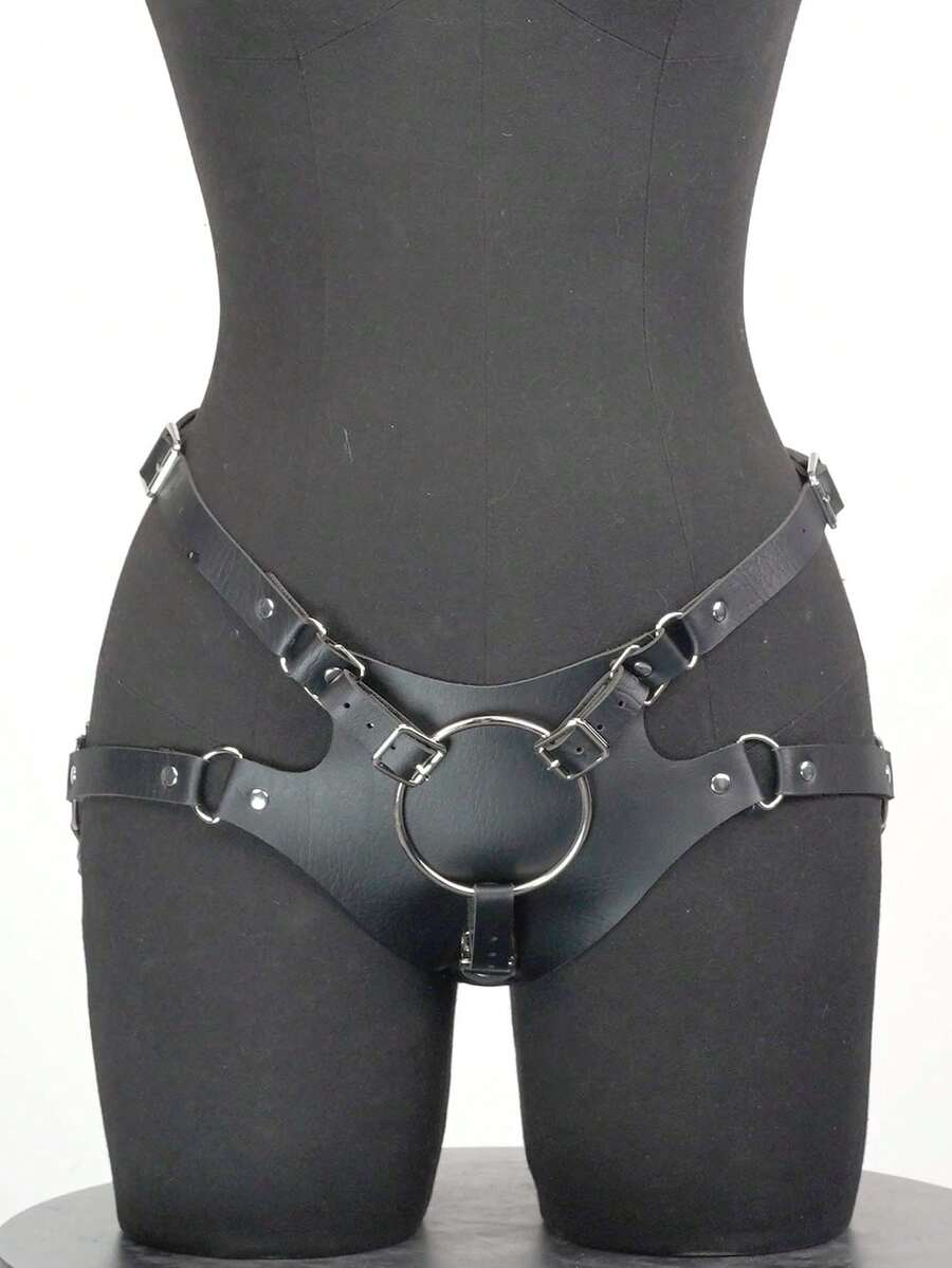 1pc Women's PU Leather Body Harness Garter Belt - Adjustable Thigh Straps For Club, Rave, Cosplay, And Fashion - 彩色 - 查看 1