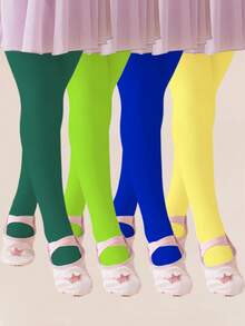 Girls' Tights, Dark Green, Green Leggings, Ballet Dance Tights, St. Patrick's Day Green Pants - Multicolor - View 1