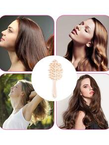 1pc Multi-Functional Hair Brush, Suitable For Dry & Wet Hair, Designed To Massage Scalp. It Features Leaf-Shaped Shampoo Brush, Convenient Handle, And Silicone Bristles To Make Shampooing Easy - Multicolor - View 4