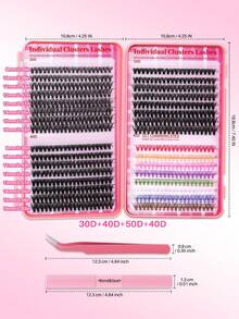 640PCS D Curl Individual Lash Clusters 9 Colored Large Capicity 9-16mm Mixed DIY Lash Clusters Natural Look&Wispy&Colorful Reusable DIY Eyelash Extension Kit With Makeup Tool Lash BOND&SEAL And Tweezers For Beginner Use At Home Or On-The-Go For Daily Life&Dating&Wedding&Party&Music Festival&Halloween - 彩色 - 查看 4
