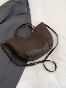 Túi xách nữ 2025 kiểu dáng mới, túi xô họa tiết cao cấp, túi mua sắm, túi xách tay đơn giản kiểu Joker, túi đeo vai và đeo chéo. - Cà phê - Xem 6