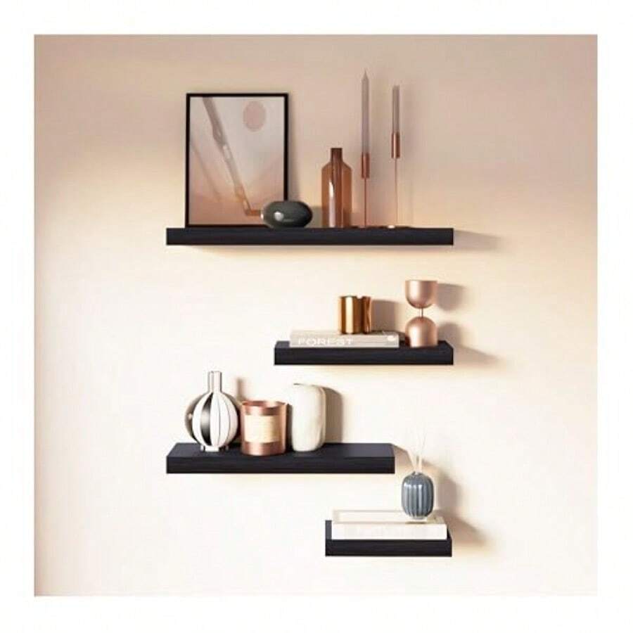 CYKITUL Set de 4 Repisas Mixtas Flotantes Diferentes Tamaños 50x15 40x15 30x15 20x15 No Apta para Tablaroca Anahuac - Anáhuac - Ver 1