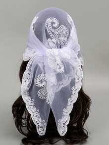 1pc Women Fashion Embroidered Bandana Scarf - White - View 12