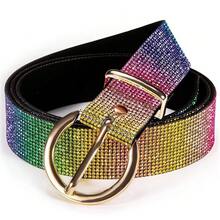 Barry.Wang Rhinestone Belts For Women Silver Gold Bling Belt Diamond Crystal Studded For Jeans Dress Bridesmaid Bridal Ladies - SDiamondRainbow - 查看 3