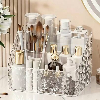 化妆品收纳盒、口红架、梳妆台化妆品整理架、化妆品展示托盘、指甲钳收纳盒、办公用品整理架、化妆品收纳盒、化妆刷架、化妆品收纳盒，适用于卧室、浴室、客厅、宿舍、梳妆台收纳、秋季装饰、房间装饰、卧室装饰、房间和卧室收纳