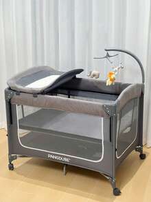 Cuna Multifuncional PANGDUBE para Cama de Padres - Cuna 3 en 1 Plegable con Cambiador y Área de Juego para Niñas y Niños - Convertible en Cuna de Co-sueño - Diseño Portátil con Ruedas Silenciosas para el Hogar y Viajes - Como imagen - Ver 2