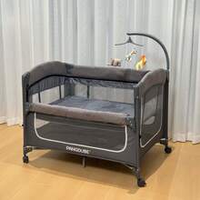 Cuna Multifuncional PANGDUBE para Cama de Padres - Cuna 3 en 1 Plegable con Cambiador y Área de Juego para Niñas y Niños - Convertible en Cuna de Co-sueño - Diseño Portátil con Ruedas Silenciosas para el Hogar y Viajes - Como imagen - Ver 5