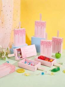 12pcs - 3D Ice Lolly Shaped Gift Box - Fun Paper Candy Box, Baby Shower Decor - DIY Cute Party Favors And Mini Gift Boxes, Mini Cartoon Candy Foldable Paper Decorative Box, Gender Reveal Party Decor For Boys Or Girls