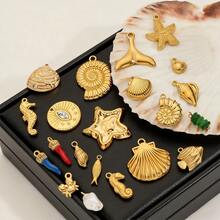 1/5件装不锈钢时尚吊坠：贝壳、星星、辣椒、海螺壳等。DIY首饰制作配件，可用于制作项链和耳环，适合女性日常佩戴。 - 吊墜 - 查看 5