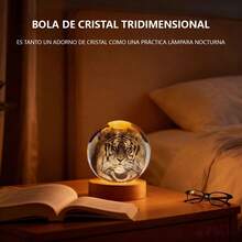 Luz nocturna de decoración de escritorio de 1 pieza, luz nocturna de bola de cristal brillante, Adecuado como regalo para madres, esposas, novias; también adecuado para la decoración del hogar y la oficina, regalos de cumpleaños y regalos de vacaciones. - transparente - Ver 6