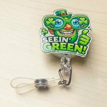 St. Patrick's Day Retractable Badge Reel With Lucky Clover, Rainbow, Coins, Leprechaun Designs, Suitable For ID Card Holders, Holiday Gifts - Multicolor - View 21