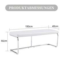 White Leather Bench With Chrome Frame – Modern 130cm Bench For Dining Room, Hallway And Living Room - White - View 5