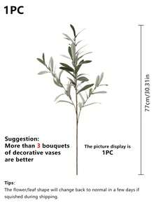 1/3pcs Artificial Olive Leaf Branches, Fake Olive Leaves, Artificial Plants Olive Leaves, Green Leaves Spray Suitable For Tall Vases, Home, Living Room, Wedding, Dining Table Decor - Green - View 7