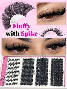 4 In 1 Lash Clusters 304Pcs 100D+80D+60D 19mm Long Lash Spikes Eyelash Clusters Volume Individual Lashes DIY Spiky Lash Extension Manga Cluster Eyelash Extensions,Eyelash Clusters, Individual Eyelashes, Lashes, Fake Lashes,DIY Eyelash Extension At Home - 黑色 - 查看 5