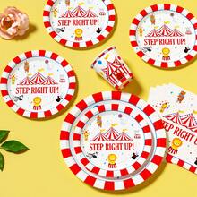100/25/10pcs Circus Carnival Disposable Plates Napkins Cups, Disposable Party Supplies Set, Suitable For 25 Guests, Disposable Paper Plates Party Tableware Suitable For Birthday Wedding Theme Party Family Picnic - Multicolor - View 4