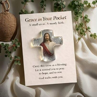 1/3/5 Sets Cross In Your Pocket, Prayer Cross With Emotional Encouragement Card | Inspirational Message, Hug Token, Ideal For Party Gifts, Birthday Presents, Home And Office Decor, Creative Decoration For Friends And Family