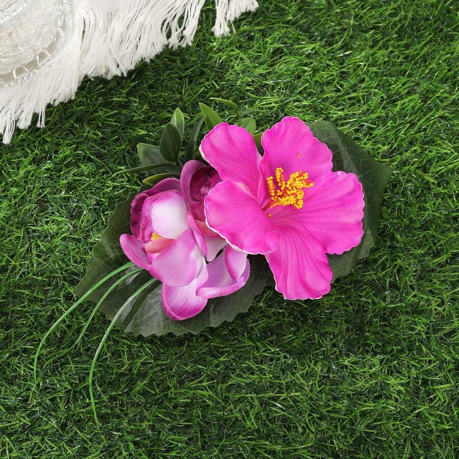 1个夏威夷花朵发夹 - 人造热带花朵发饰，女士适用 - 彩色 - 查看 1