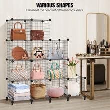 Royalswill 6-12 Piece Modular Metal Cube Storage Rack, Versatile DIY Wire Shelving Unit, Suitable For Use As A Partition, Wardrobe, Bookcase Or Shelving Unit In Living Rooms, Bedrooms And Offices - Negro - Ver 5
