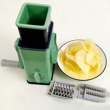 Heavy Duty Manual Rotary Slicer And Grinder - Handheld Plastic Vegetable Cutter With Adjustable Blades, Multi-Functional Veggie Chopper For Carrots, Cucumbers, Potatoes, Cheese, Nuts - Compact Kitchen And Catering Tool Easy To Clean - Green - View 9