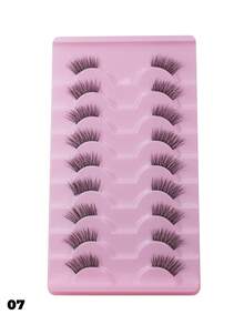 9对透明带猫眼假睫毛，短款柔软3D貂毛睫毛，自然妆容，条状假睫毛 - 黑色 - 查看 14