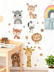 1张壁纸 - [动物、3D恐龙、狮子] 男孩儿童房装饰 家居自粘婴儿房装饰 女孩房装饰壁纸 可移除墙贴 适用于客厅、女孩卧室墙面装饰、窗户贴纸 - 可爱创意墙面艺术 儿童房装饰 卧室装饰 - 彩色 - 查看 8