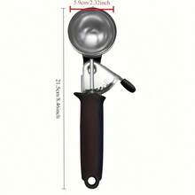 1pc Stainless Steel Ice Cream Scoop - Modern Trigger Release Dough Scoop - Reusable Watermelon Scoop Suitable For Baking, Party, Wedding, Restaurant, Home, Kitchen, Dorm Essentials - Multicolor - View 4