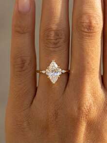 1pc Women's 925 Sterling Silver Shiny Elegant Horse Eye Ring, Eternal Wedding Engagement Ring, Fashionable Jewelry Gift - Gold - View 5