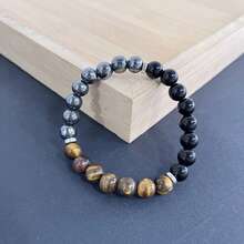 1pc Natural Stone Tiger Eye Bracelet - Coffee Brown - View 5