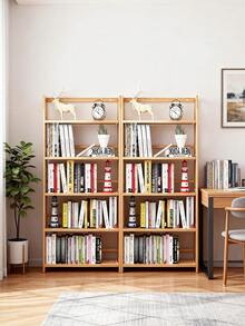 3/4/5 Tier Bookshelf With Bamboo,Minimalist Floor Standing Bookshelf,Rustic Bamboo Construction,Multi-Layer Space, Rounded Corners,For Living Room, Bedroom, Balcony. - 天然竹色 - 查看 3