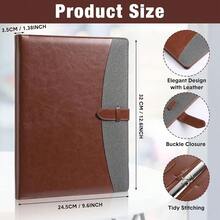2 Pcs Padfolio 3 Ring Leather Binder Business Portfolio Folder A4/ Letter Size For Organizer Documents Business Cards Conference Office Gifts Back To Schoolsss For Men Or Women (Black,Brown) - 黑色 - 查看 3