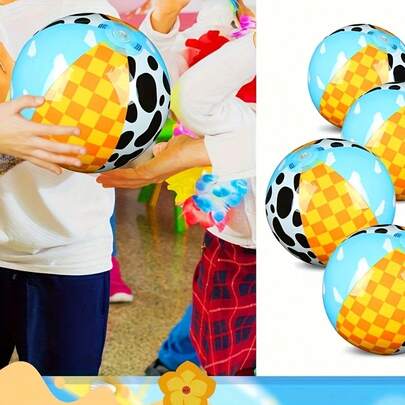 3套趣味十足的游戏主题沙滩球、水球、PVC沙滩球，颜色混搭，适合夏季游泳池和沙滩游戏、生日派对用品、年末班级装饰、沙滩派对、游泳派对等。