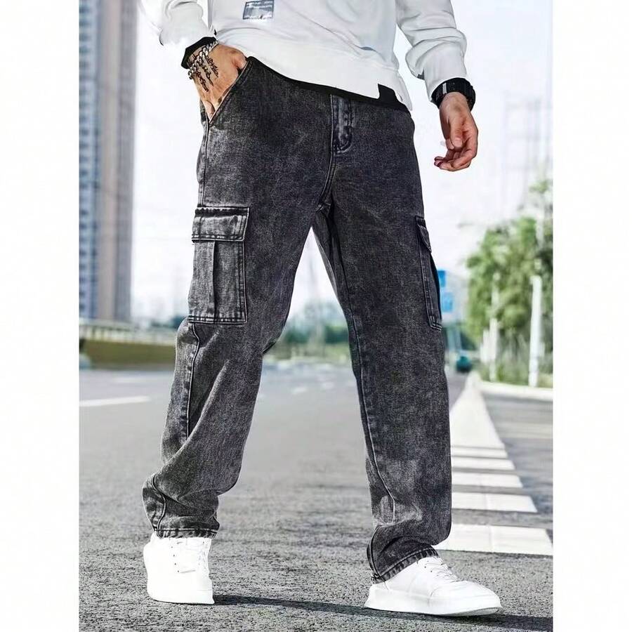Baggy Balloon Pants Men's Jeans - Óxido marrón - Ver 1