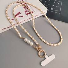 1pc Pearl Metal Leather Phone Lanyard Strap, Crossbody Bag Hanging Chain, Sturdy Wholesale - Multicolor - View 8