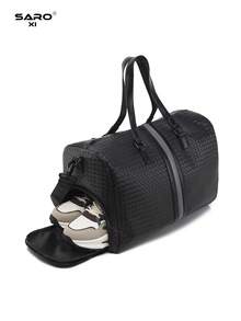 saroxi 1pc Men's Weekend Travel Bag, Large Capacity Crossbody Bag, Handbag, Fashion Casual Sports Bag, Shoe Compartment, Suitable For Travel, Commuting, PU Leather, Sports, Life, Luggage Backpack, Shoulder Bag, Tote Bag, Travel Bag, Men's Gift, Crossbody Bag, Business Casual, Large Capacity Sports Bag, Travel Essentials, Travel Accessories, Handbag, Men's Gift - Black - View 10