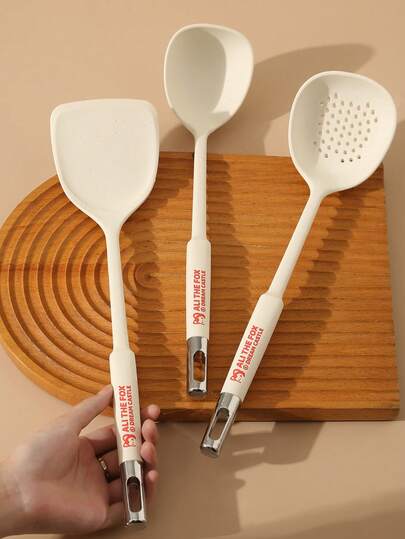 1pc ALi Silicone Soup Spoon Stainless Steel Inner Core Genuine Authorization, Kitchen Accessories Tools Kitchenware Cookware Tableware Set, Non-Stick Accessories Silicone Cooking Kitchen Set, New Year Kitchen Tools, Perfect For Beginners