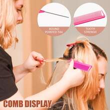 3pcs Baby & Kids Styling Brush Set - Pointed Tail Brush, Hair Brush, Eyebrow Brush, Edge Brush, Hairstyling Tools, 3-In-1 Set, Double-Sided Comb Combo - Multicolor - View 8