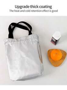 1 túi đựng cơm trưa cách nhiệt, thiết kế dây rút, dung tích lớn, phù hợp cho nhân viên văn phòng, học sinh, đựng hộp cơm, túi giữ lạnh, túi dã ngoại chống thấm nước, túi đựng cơm trưa cho nữ, đồ dùng học tập, đồ dùng cắm trại. - Màu Khaki - Xem 5