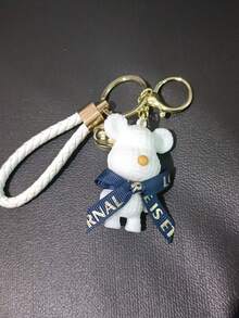 Llavero de peluche de oso, colgante de mochila de oso de peluche 3D de dibujos animados, regalo para mujeres - Multicolor - Ver 13