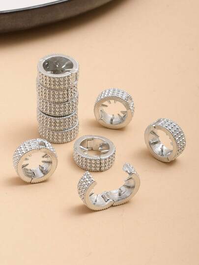 10/8/6个装女士银色金属圆形发夹，时尚百搭，女士发饰，Y2K风格。适合日常休闲佩戴、外出、约会、作为女士配饰或礼物。