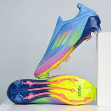 1双全新无缝男士足球鞋，低帮，长钉，耐磨，防滑，抓地力强，适合成人，男女通用 - 青碧色 - 查看 3