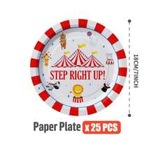 100/25/10pcs Circus Carnival Disposable Plates Napkins Cups, Disposable Party Supplies Set, Suitable For 25 Guests, Disposable Paper Plates Party Tableware Suitable For Birthday Wedding Theme Party Family Picnic - Multicolor - View 6